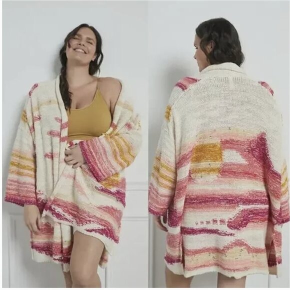 Anthropologie Daily Practice Bethany Cardigan Sweater Sunset Sunrise Chunky Knit - Picture 1 of 16